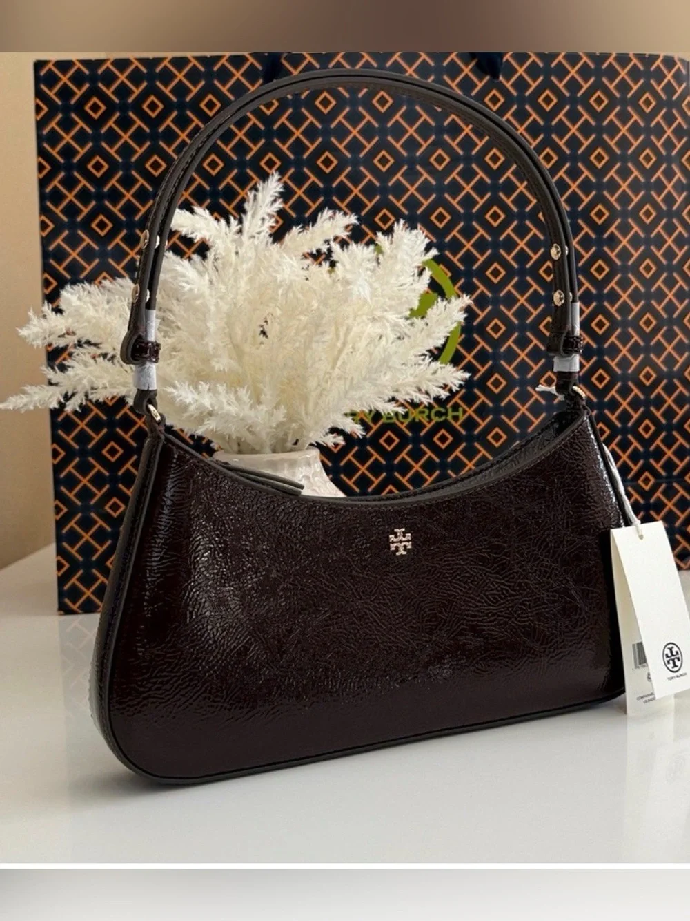 Tory Burch Emerson Crinkle Shoulder Bag 170230 In Agnello NWT leather